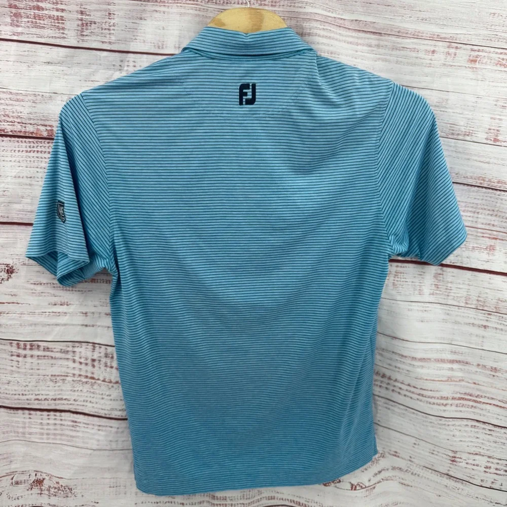 FootJoy Polo Shirt Mens Medium Stripe Performance Golf Athletic Casual Preppy‎